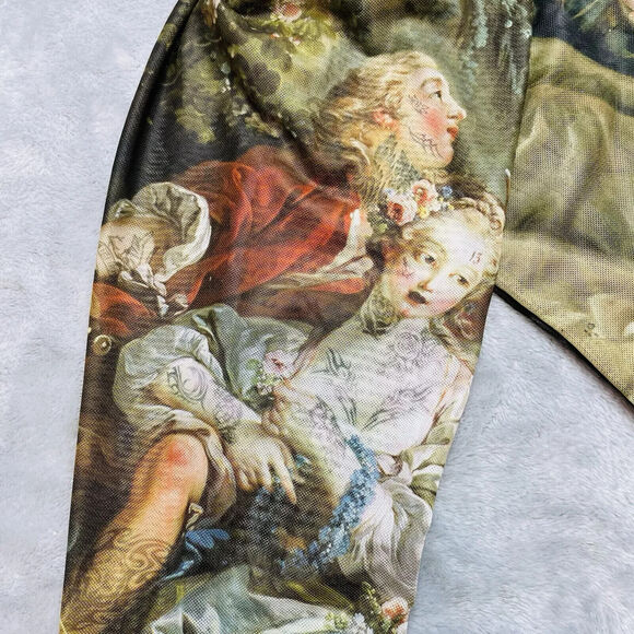 Current Mood Da Vinci Demons Top Womens 1X Mesh Rave Long Sleeve Sheer Goth - Picture 7 of 8